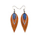 Nativas [3 Layer] // Leather Earrings - Orange, Silver, Blue