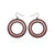 Loops 'Halftone (R)' // Acrylic Earrings - Brushed Nickel, Burgundy