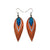 Nativas [3 Layer] // Leather Earrings - Orange, Silver, Turquoise