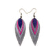 Nativas [3 Layer] // Leather Earrings - Silver, Fuchsia, Purple