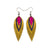 Nativas [3 Layer] // Leather Earrings - Gold, Blue, Fuchsia