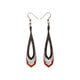 Saturā Leather Earrings 11 // Red Pearl, Silver, Black