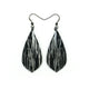 Gem Point [31R] // Acrylic Earrings - Brushed Silver, Black