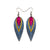 Nativas [3 Layer] // Leather Earrings - Blue, Gold, Fuchsia