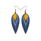 Nativas [3 Layer] // Leather Earrings - Blue, Silver, Yellow