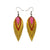 Nativas [3 Layer] // Leather Earrings - Gold, Red, Fuchsia