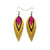 Nativas [3 Layer] // Leather Earrings - Gold, Black, Fuchsia