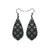 Gem Point [38R] // Acrylic Earrings - Brushed Silver, Black