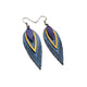 Nativas [3 Layer] // Leather Earrings - Blue, Gold, Purple