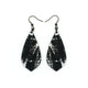 Gem Point [28R] // Acrylic Earrings - Brushed Silver, Black