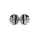 Circle Stud Earrings [Abstract_6] // Acrylic - Brushed Silver, Black