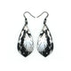 Gem Point [27] // Acrylic Earrings - Brushed Silver, Black