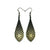 Slim Bevel Drops [03R_HalftoneBurst] // Acrylic Earrings - Brushed Gold, Black