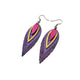 Nativas [3 Layer] // Leather Earrings - Purple, Gold Fuchsia