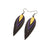 Nativas [3 Layer] // Leather Earrings - Black, Purple, Gold
