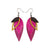 Nativas [3 Layer] // Leather Earrings - Fuchsia, Gold, Black