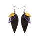 Nativas [3 Layer] // Leather Earrings - Black, Purple, Gold