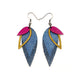 Nativas [3 Layer] // Leather Earrings - Blue, Gold, Fuchsia