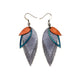 Nativas [3 Layer] // Leather Earrings - Silver, Turquoise, Orange