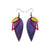 Nativas [3 Layer] // Leather Earrings - Purple, Fuchsia, Gold