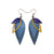Nativas [3 Layer] // Leather Earrings - Blue, Gold, Purple