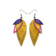 Nativas [3 Layer] // Leather Earrings - Gold, Fuchsia, Purple