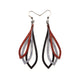 Saturā Leather Earrings 07 // Black, Silver, Red Pearl