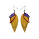 Nativas [3 Layer] // Leather Earrings - Gold, Red, Purple