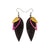 Nativas [3 Layer] // Leather Earrings - Black, Fuchsia, Gold