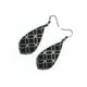 Gem Point [39R] // Acrylic Earrings - Brushed Silver, Black