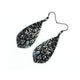 Gem Point [02R] // Acrylic Earrings - Brushed Silver, Black