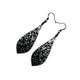 Slim Bevel Drops [02R_Abstract] // Acrylic Earrings - Brushed Silver, Black