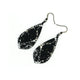 Gem Point [25R] // Acrylic Earrings - Brushed Silver, Black