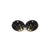 Circle Stud Earrings [Abstract_2R] // Acrylic - Brushed Gold, Black