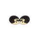 Circle Stud Earrings [Abstract_3R] // Acrylic - Brushed Gold, Black