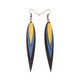Achara Leather Earrings // Black, Blue Pearl, Gold