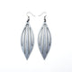 Petal 04 [L] // Leather Earrings - Silver - LIGHT RAZOR DESIGN STUDIO