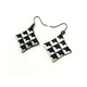Concave Diamond [1R] // Acrylic Earrings - Brushed Silver, Black