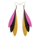 Hydraezen Leather Earrings // Gold, Black, Fuchsia Pearl