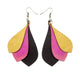 Kireina Leather Earrings // Black, Fuchsia Pearl, Gold