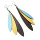 Hydraezen Leather Earrings // Black, Gold, Turquoise Pearl